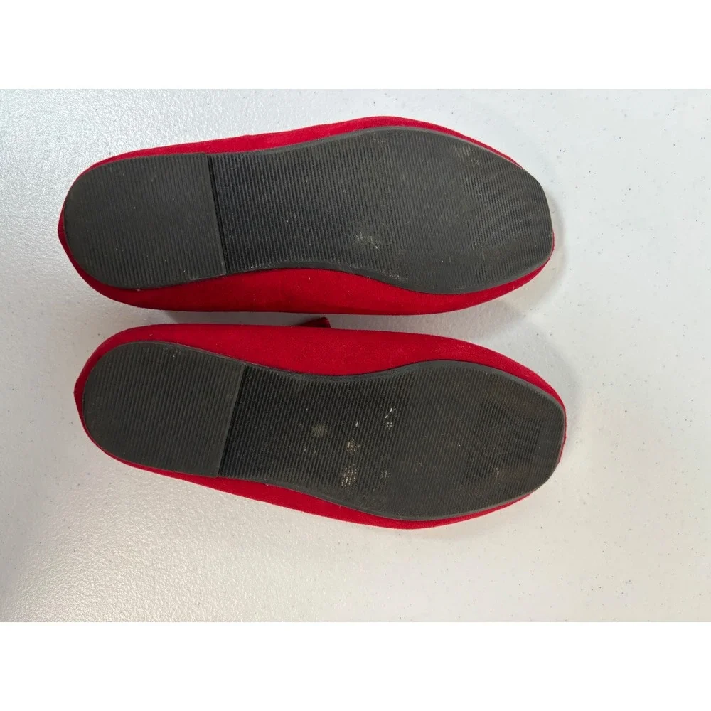 Old Navy Girls Red Velvet Flats Bow Slip On Dress Shoes Holiday Party size 11